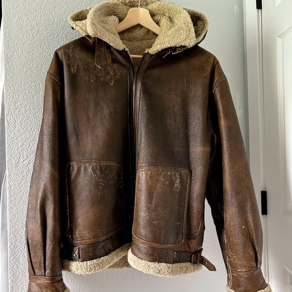 Men's Vintage Leather Bomber Winter Jacket - Picture 1 of 4